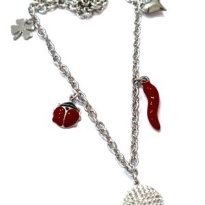Collana campanella zirconata e ciondoli (bianca)