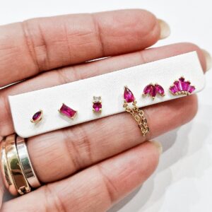 Set orecchini (gold zirconi fucsia) - immagine 1