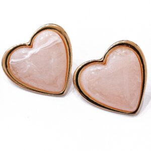 Orecchini cuore grande rosa - immagine 1