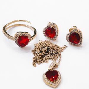 Collana solitario cuore rosso (gold) - immagine 2