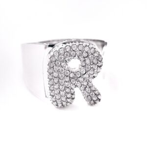 Anello regolabile lettera R (silver)