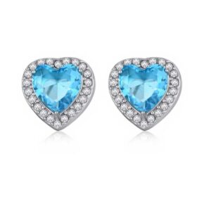 Orecchini solitario cuore azzurro (silver) - immagine 1