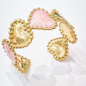 Bracciale bangle sette cuori (rosa)